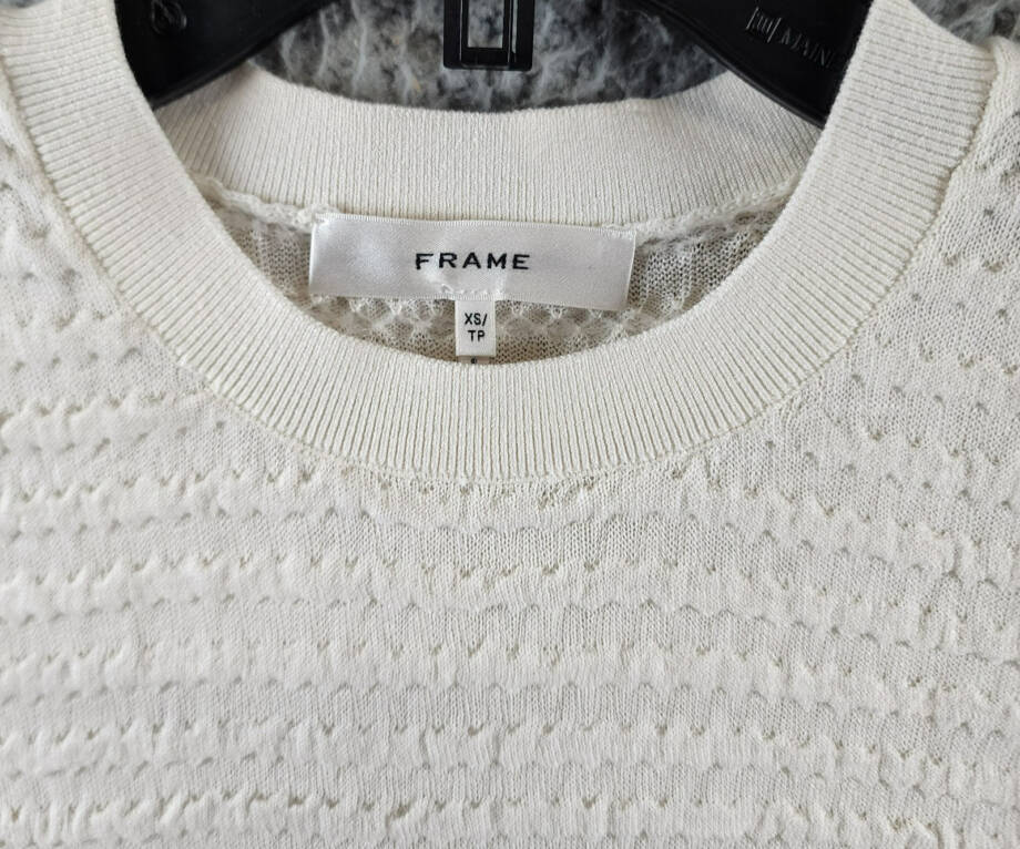 FRAME Smocked Silk Blend Sleeveless Top Women's XS White Solid Crewneck Pullover
