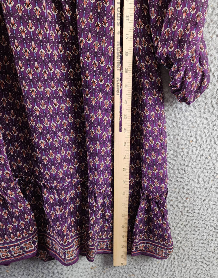 Max Studio Floral 3/4 Balloon Sleeve Dress Women's S Purple Multi V-Neckline