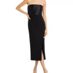 LIKELY Valerie Bow Back Strapless Midi Dress Women's 4 Black Side Zip Closure