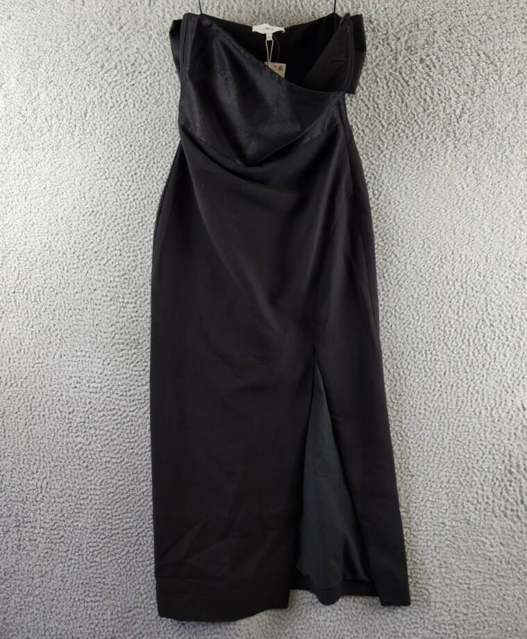 LIKELY Valerie Bow Back Strapless Midi Dress Women's 4 Black Side Zip Closure