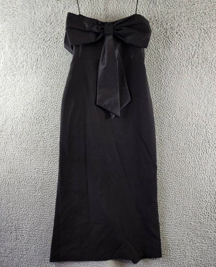 LIKELY Valerie Bow Back Strapless Midi Dress Women's 4 Black Side Zip Closure