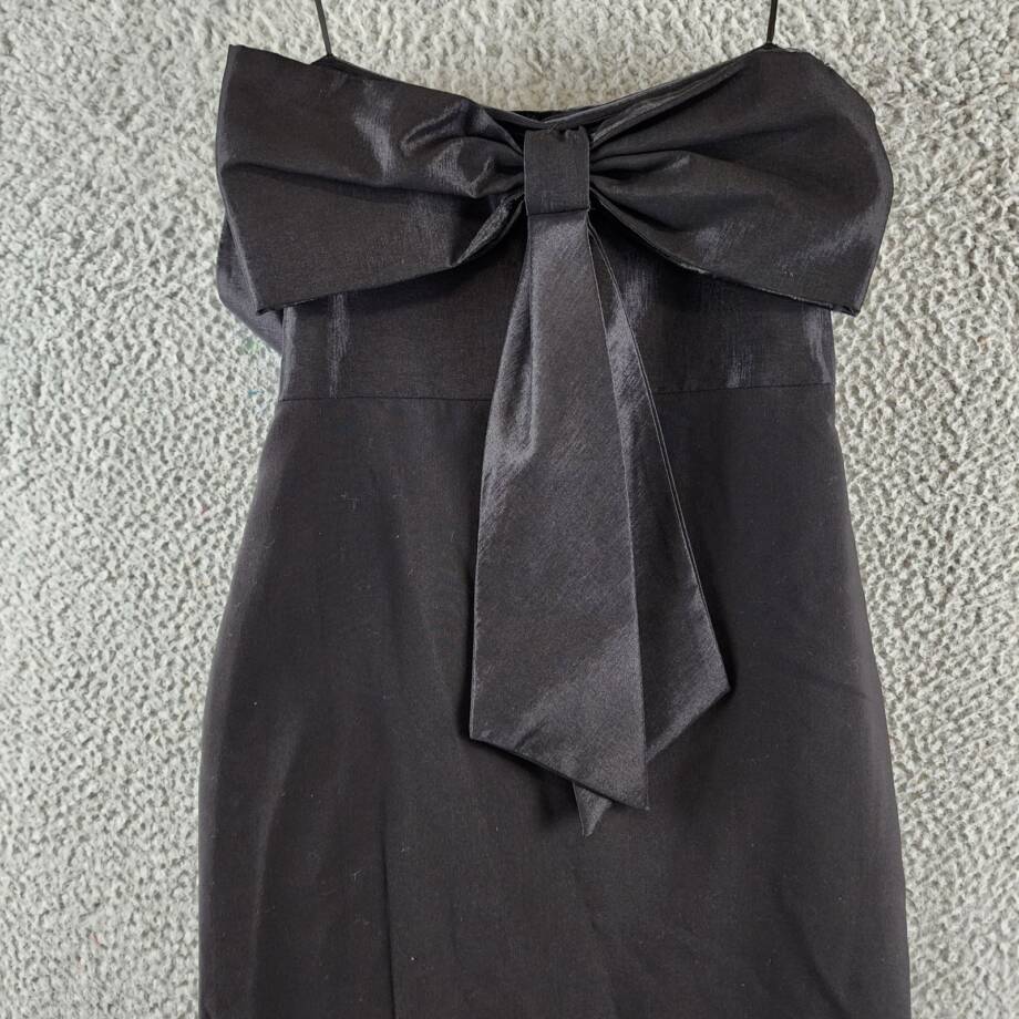 LIKELY Valerie Bow Back Strapless Midi Dress Women's 4 Black Side Zip Closure