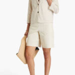 Theory Shrunken Linen Blend Blazer Women's 0 Beige Pockets Button Front Closure