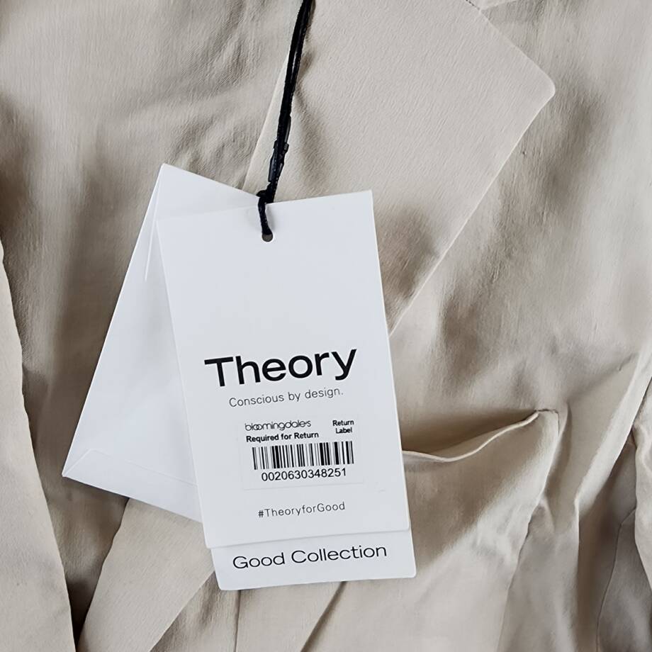 Theory Shrunken Linen Blend Blazer Women's 0 Beige Pockets Button Front Closure