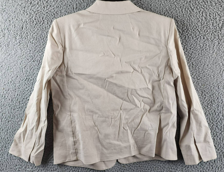 Theory Shrunken Linen Blend Blazer Women's 0 Beige Pockets Button Front Closure