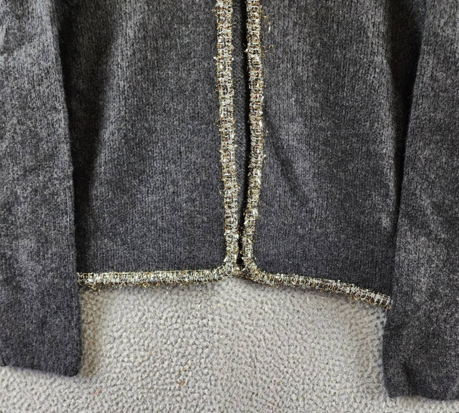 rag & bone Davies Wool-Alpaca Blend Cardigan Women's L Charcoal Hook & Eye Front