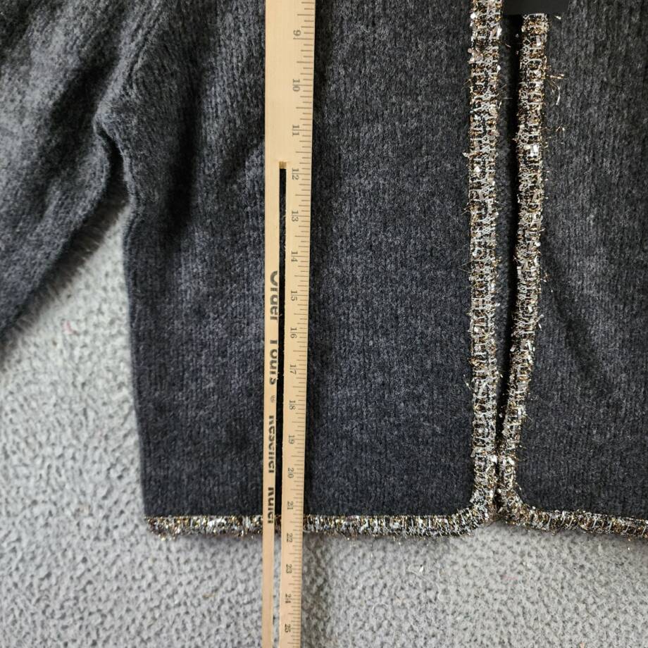 rag & bone Davies Wool-Alpaca Blend Cardigan Women's L Charcoal Hook & Eye Front