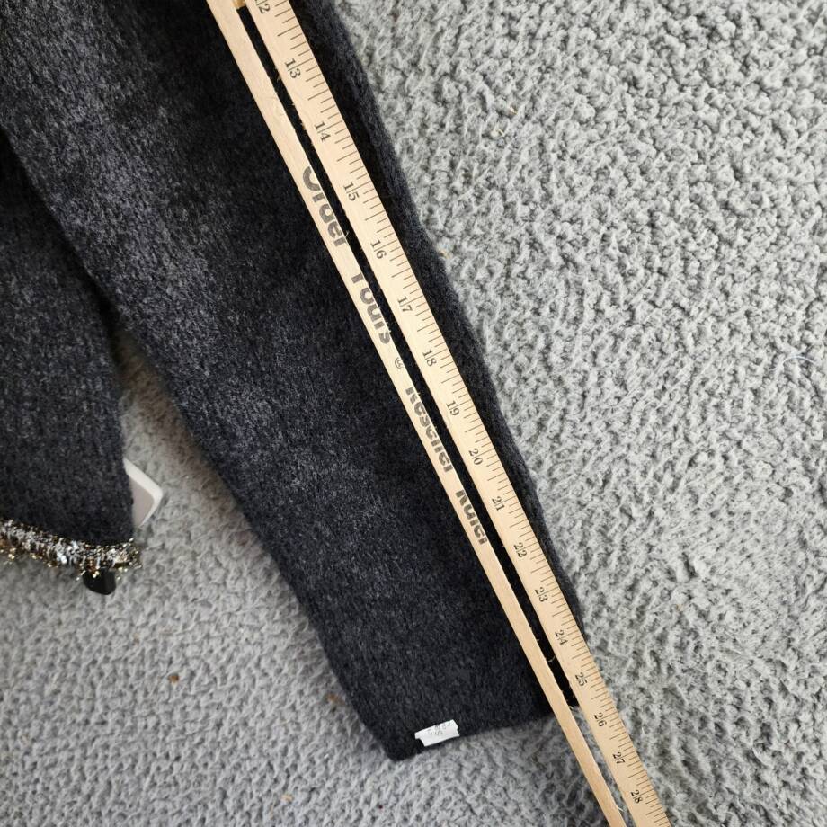 rag & bone Davies Wool-Alpaca Blend Cardigan Women's L Charcoal Hook & Eye Front