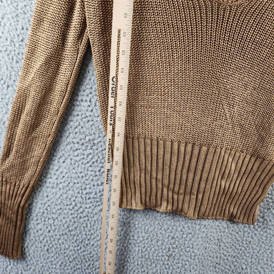 Theory Draped Back Collar Knit Sweater Women's M Toffee Brown Solid Pullover L/S