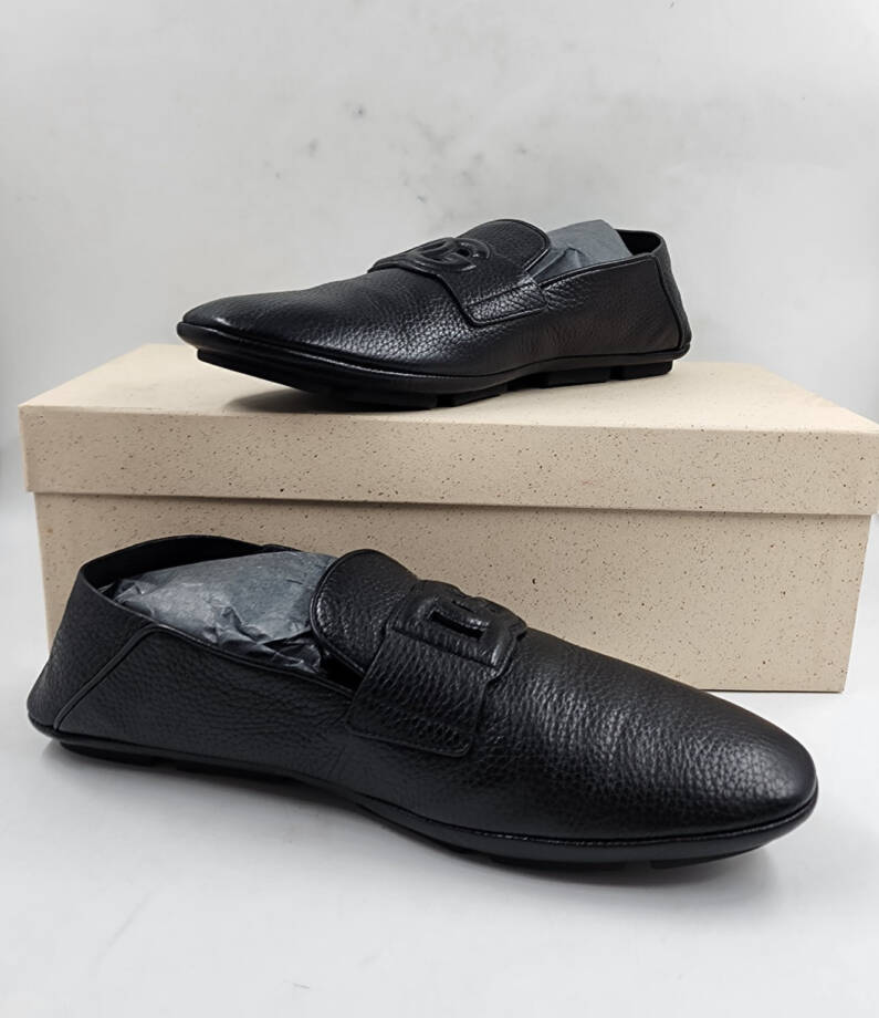 Dolce & Gabbana Leather Driver Loafers Men's 42.5 Black Slip On Style