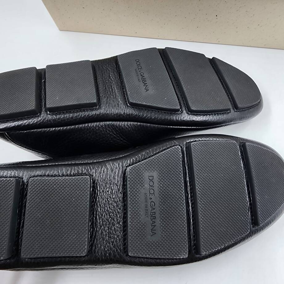 Dolce & Gabbana Leather Driver Loafers Men's 42.5 Black Slip On Style