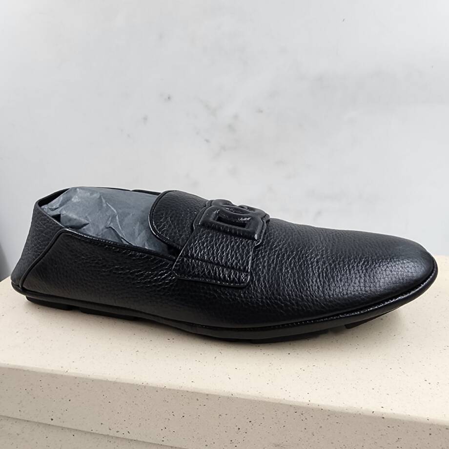 Dolce & Gabbana Leather Driver Loafers Men's 42.5 Black Slip On Style