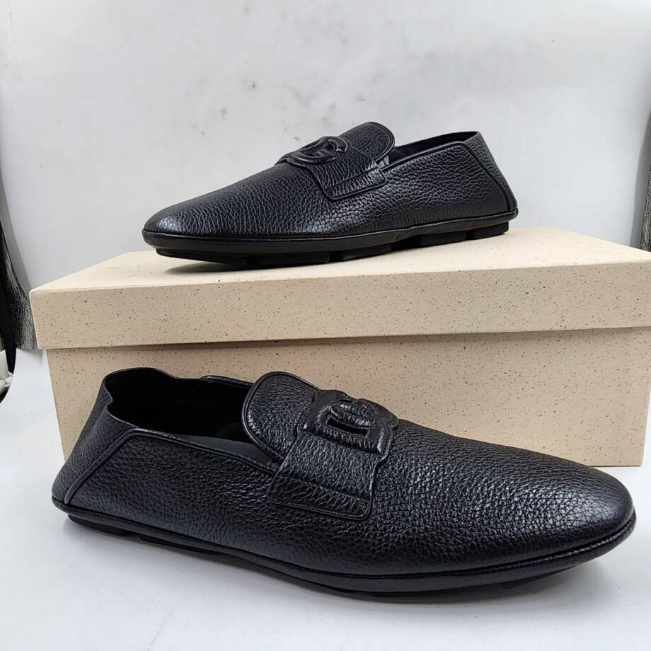 Dolce & Gabbana Leather Driver Loafers Men's 8US Black Slip On Style