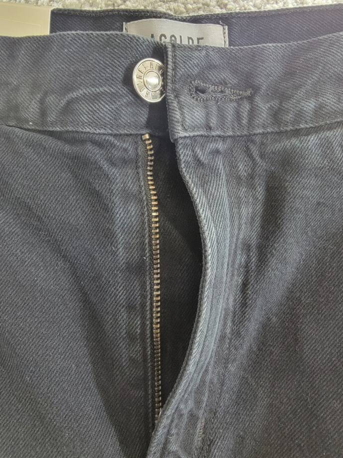 AGOLDE Ellis High Rise Wide Leg Jeans Women's 23 Crushed Button Zip Closure