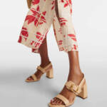 Jimmy Choo Hawke 70 Block Heel Sandals Women's 39.5/9.5US Natural/Gold Buckled