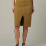 Joe's Jeans the Joplin Slit Denim Skirt Women's 24 Gothic Olive Solid Button Zip