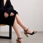 Ferragamo Nikla 85 High Heel Sandals Women's 10 Black/Gold Ankle Strap Closure