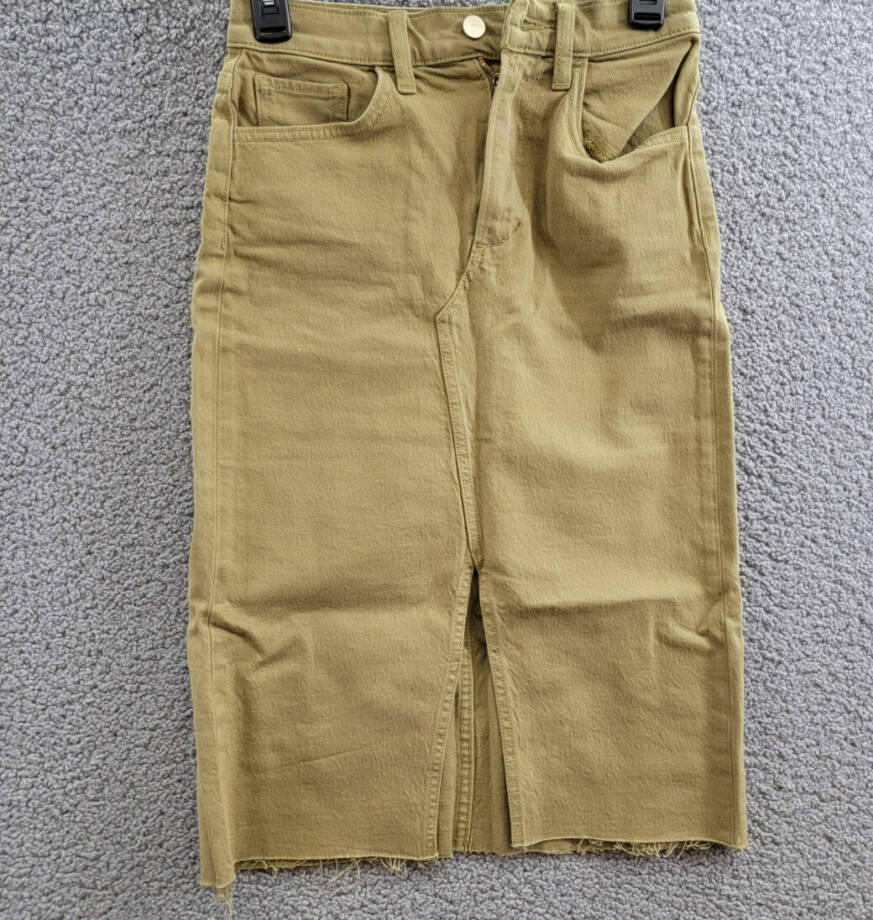 Joe's Jeans the Joplin Slit Denim Skirt Women's 24 Gothic Olive Solid Button Zip