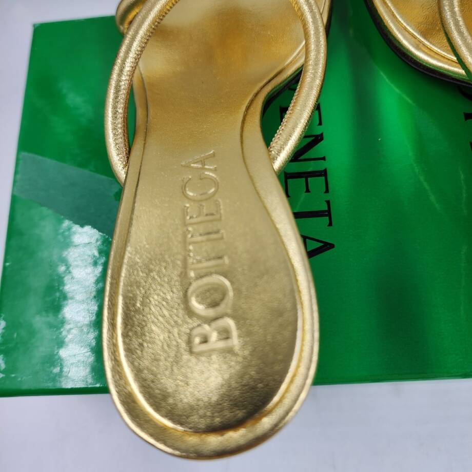 Bottega Veneta Kitten Heel Blink Mule Sandals Women's 35.5/5.5 US Gold Slip On
