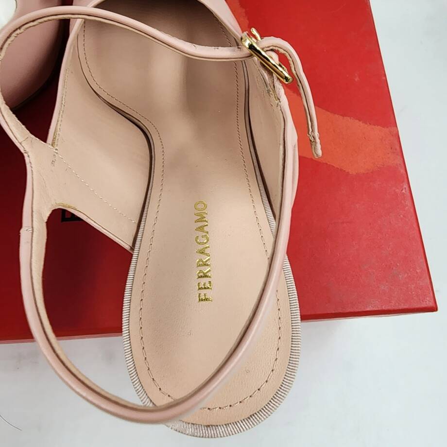 Ferragamo Ophelia Bow Slingback Pumps Women's 6.5US Pink Buckle Strap Closure