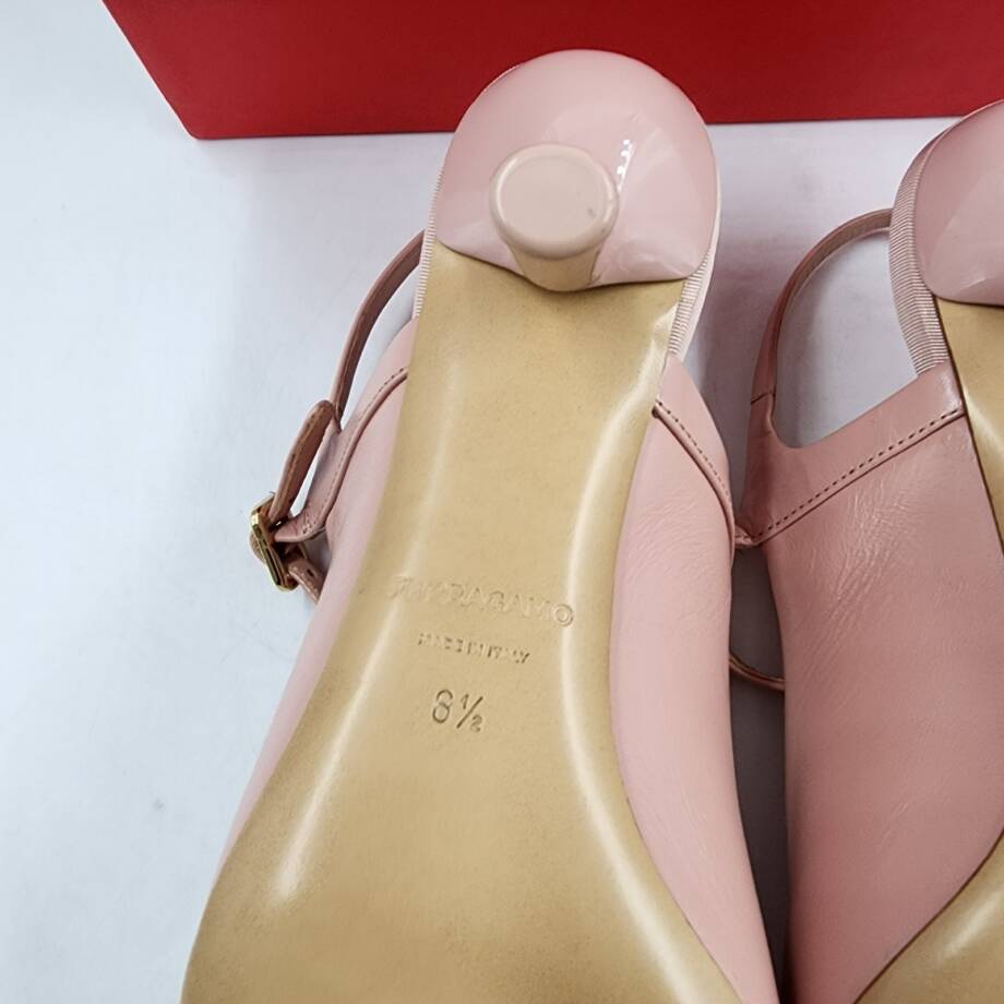 Ferragamo Ophelia Bow Slingback Pumps Women's 6.5US Pink Buckle Strap Closure