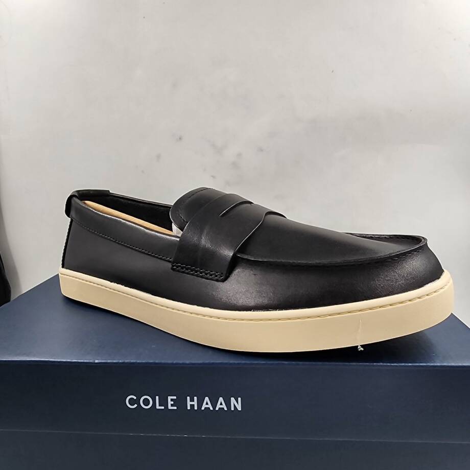 Cole Haan Pinch Weekender Penny Loafers Men's 12 Black Angora Slip on Round Toe