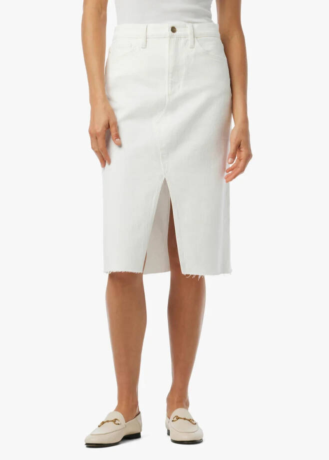 Joe's Jeans The Joplin Denim Skirt Women's 24 Optic White Button Zip Closure