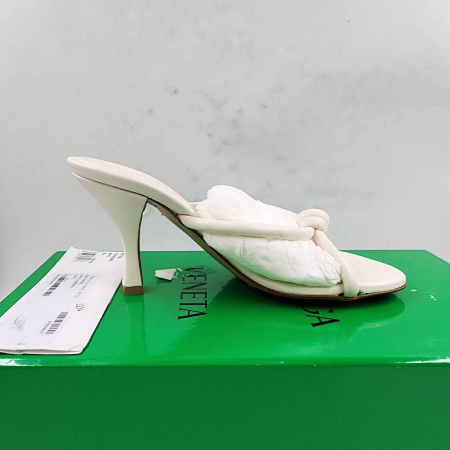 Bottega Veneta Blink 80 Leather Mules Women's 35.5/5.5 White Open Toe Slip On