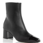 Ferragamo Sambi Block Heel Leather Booties Women's 6 Black Side Zip Closure