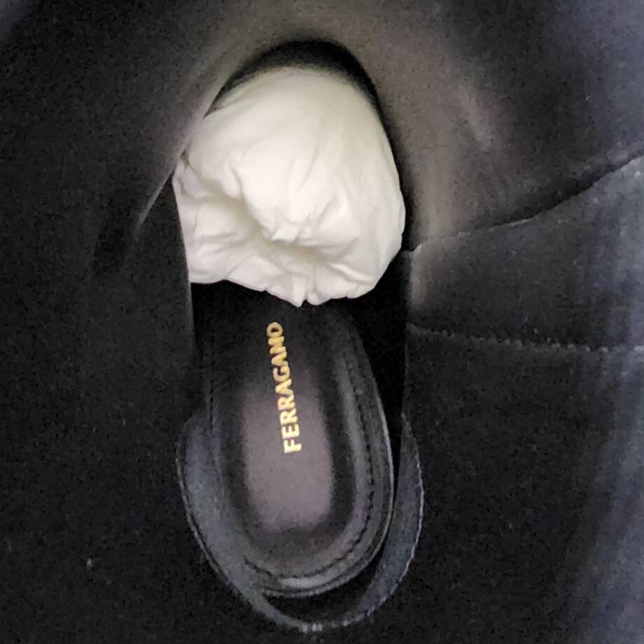 Ferragamo Sambi Block Heel Leather Booties Women's 6 Black Side Zip Closure