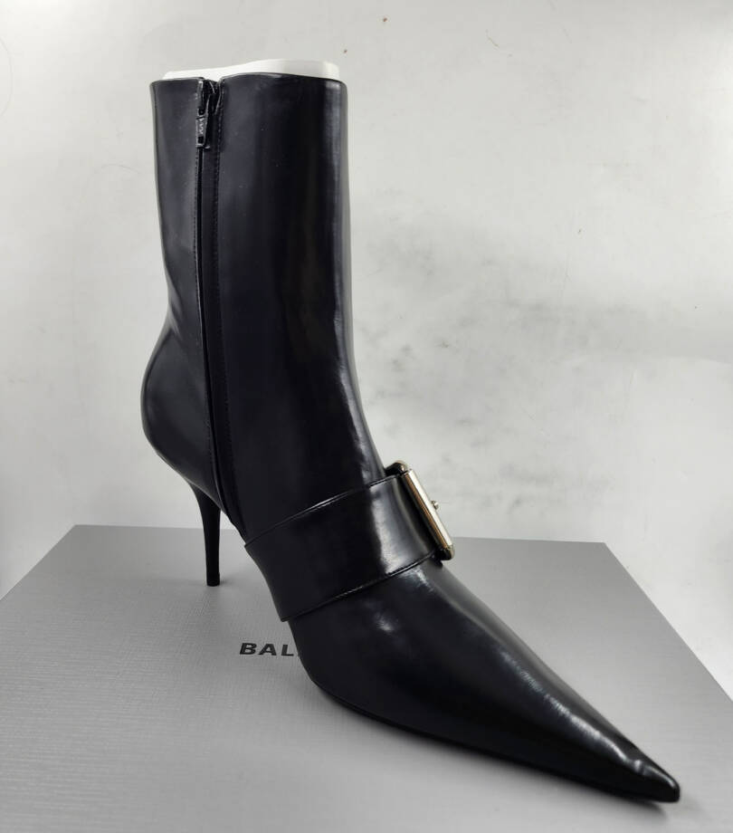Balenciaga Knife Belted M80 Booties Women's 41/11US Black Pointed Toe Side Zip