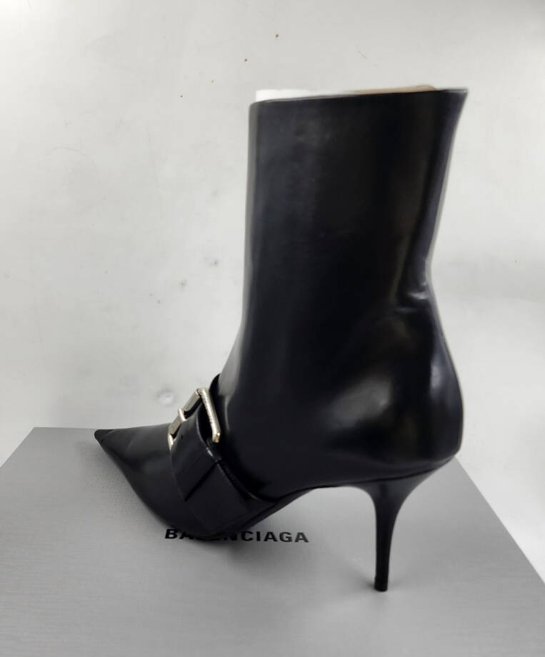 Balenciaga Knife Belted M80 Booties Women's 41/11US Black Pointed Toe Side Zip