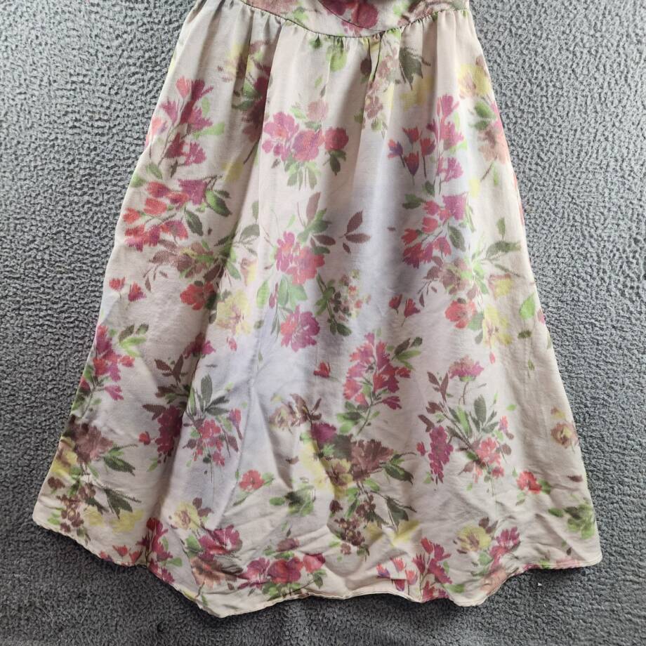 Shoshanna Zarah Linen-Blend Midi Dress Women's 6 Pink Multi Back Zip Closure S/S