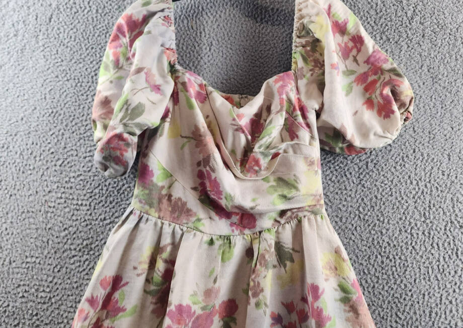 Shoshanna Zarah Linen-Blend Midi Dress Women's 6 Pink Multi Back Zip Closure S/S