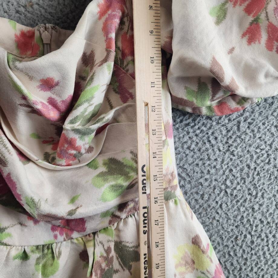 Shoshanna Zarah Linen-Blend Midi Dress Women's 6 Pink Multi Back Zip Closure S/S