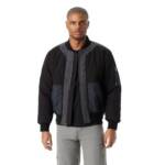 BASS OUTDOOR Hero Mixed Media Zip-Front Bomber Jacket Men's L Black /Gray L/S