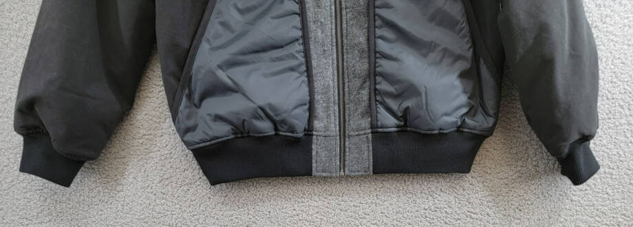 BASS OUTDOOR Hero Mixed Media Zip-Front Bomber Jacket Men's L Black /Gray L/S