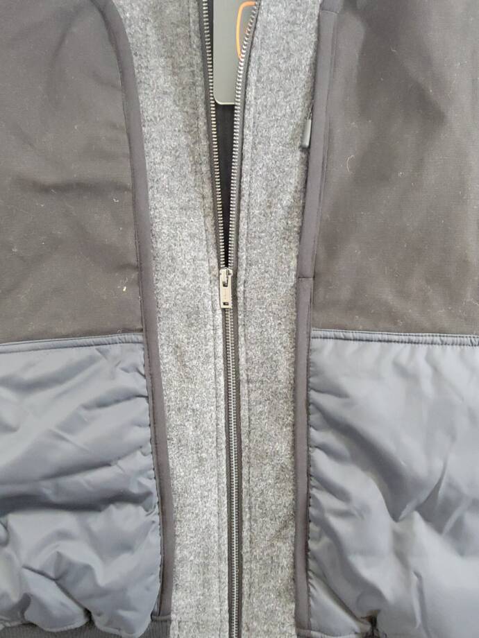 BASS OUTDOOR Hero Mixed Media Zip-Front Bomber Jacket Men's L Black /Gray L/S