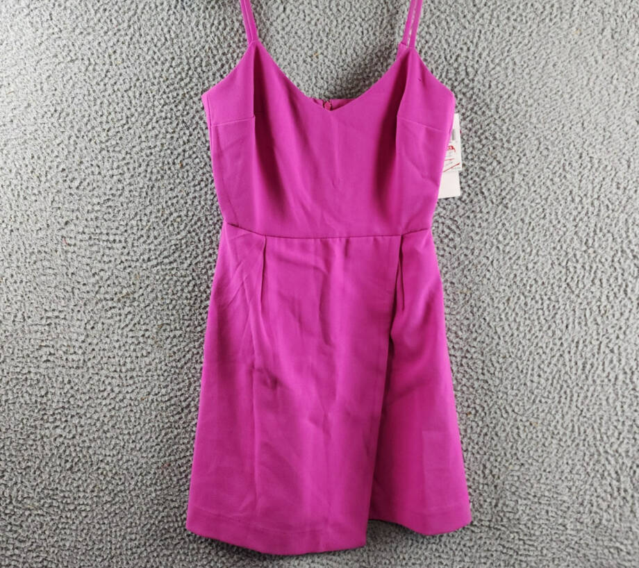 French Connection Whisper Straight-Neck Strappy Dress Women's 0 Wild Rosa Zipped