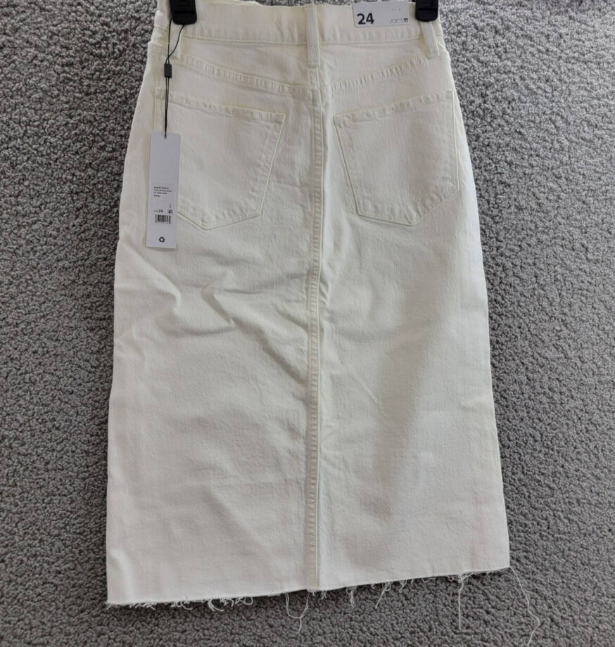Joe's Jeans The Joplin Denim Skirt Women's 24 Optic White Button Zip Closure