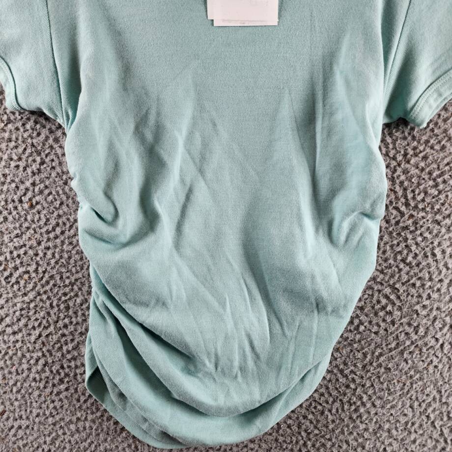 MOTHER The It's a Cinch Side Ruched Tee Women's XS Eggshell Blue Pullover