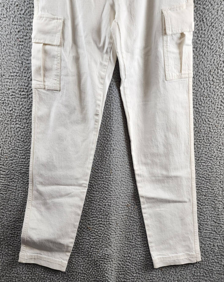 REBECCA MINKOFF Relaxed Cargo Pants Women's 24 Alabaster Zip & Button Closure