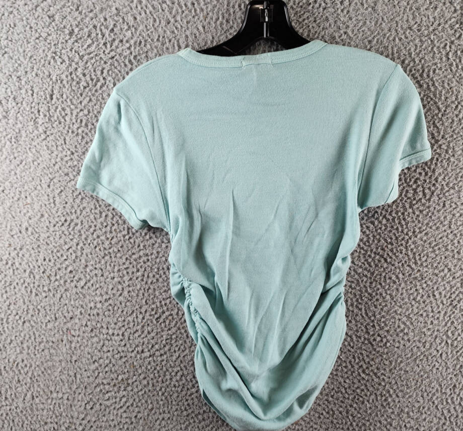 MOTHER The It's a Cinch Side Ruched Tee Women's XS Eggshell Blue Pullover
