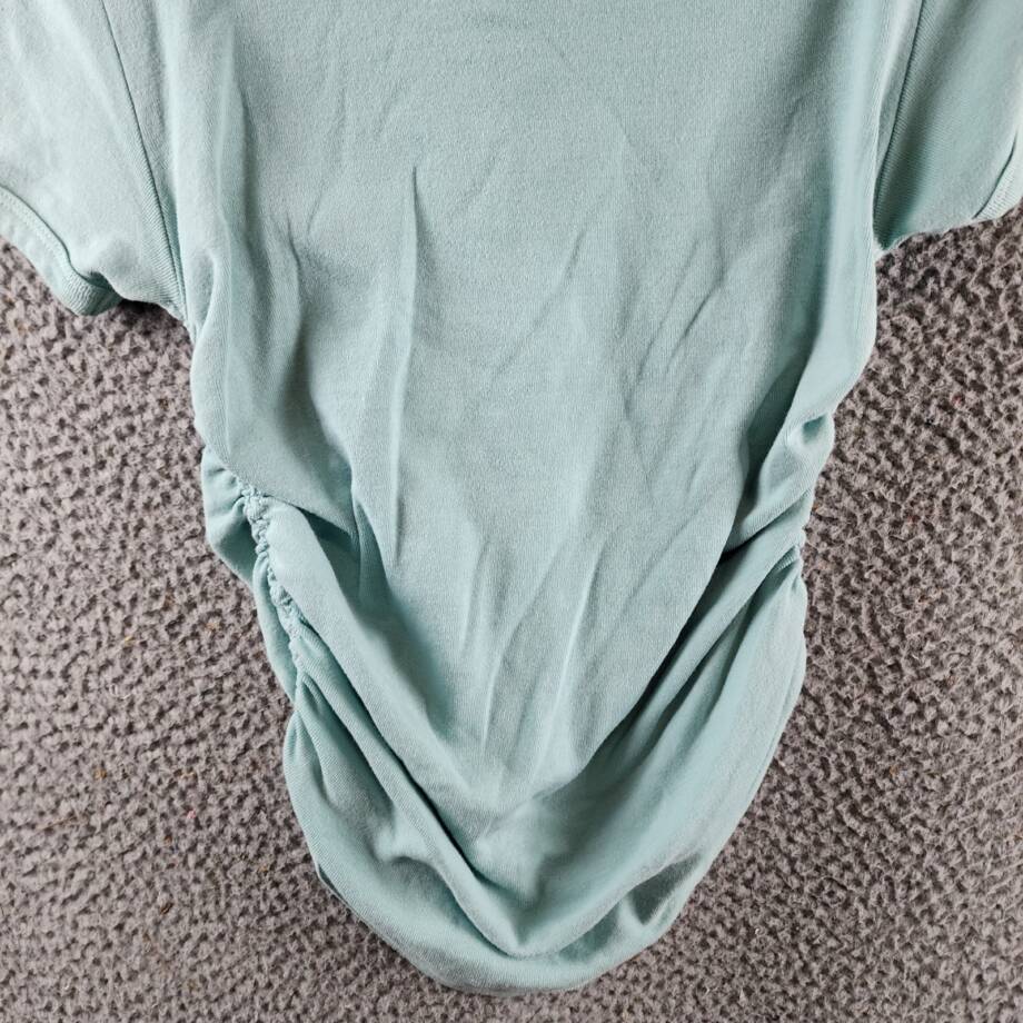 MOTHER The It's a Cinch Side Ruched Tee Women's XS Eggshell Blue Pullover