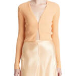Vince Cashmere & Silk Cropped Cardigan Women's M Orange Front Button Closure +