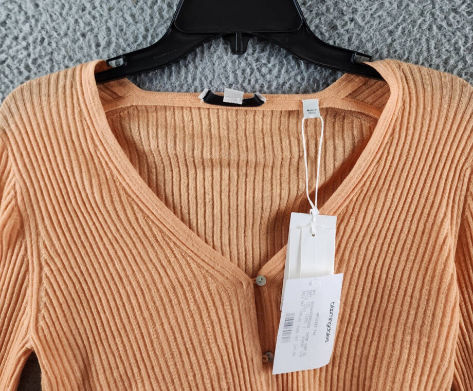 Vince Cashmere & Silk Cropped Cardigan Women's M Orange Front Button Closure +