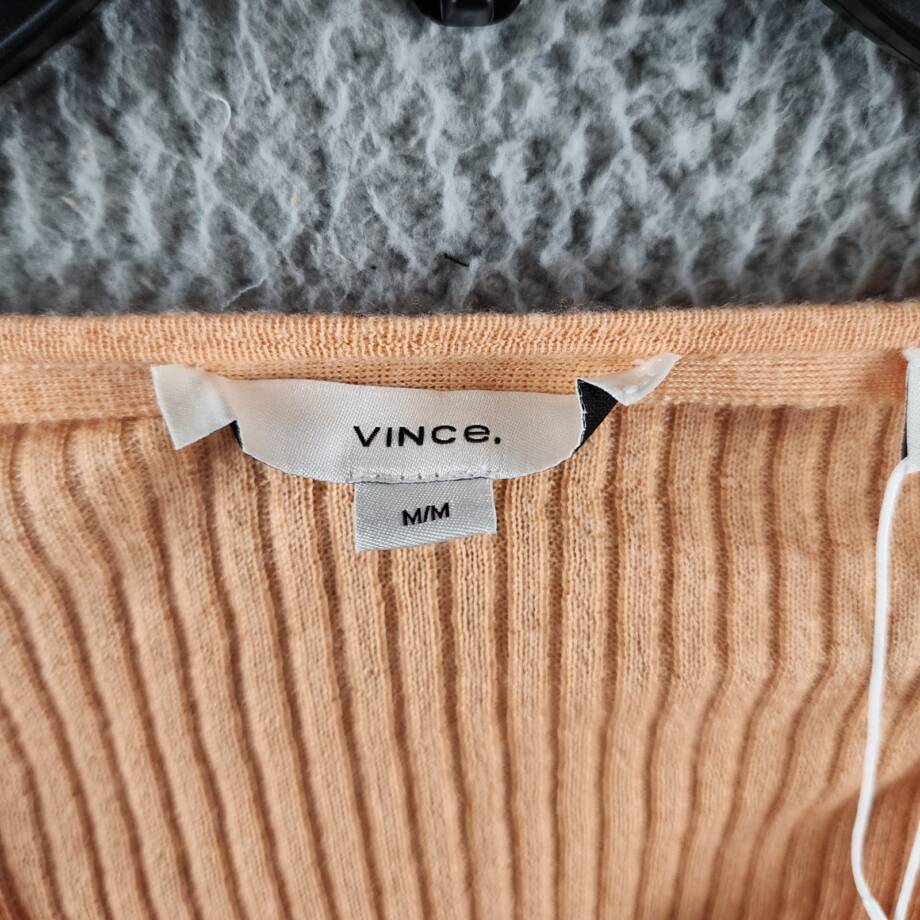 Vince Cashmere & Silk Cropped Cardigan Women's M Orange Front Button Closure +