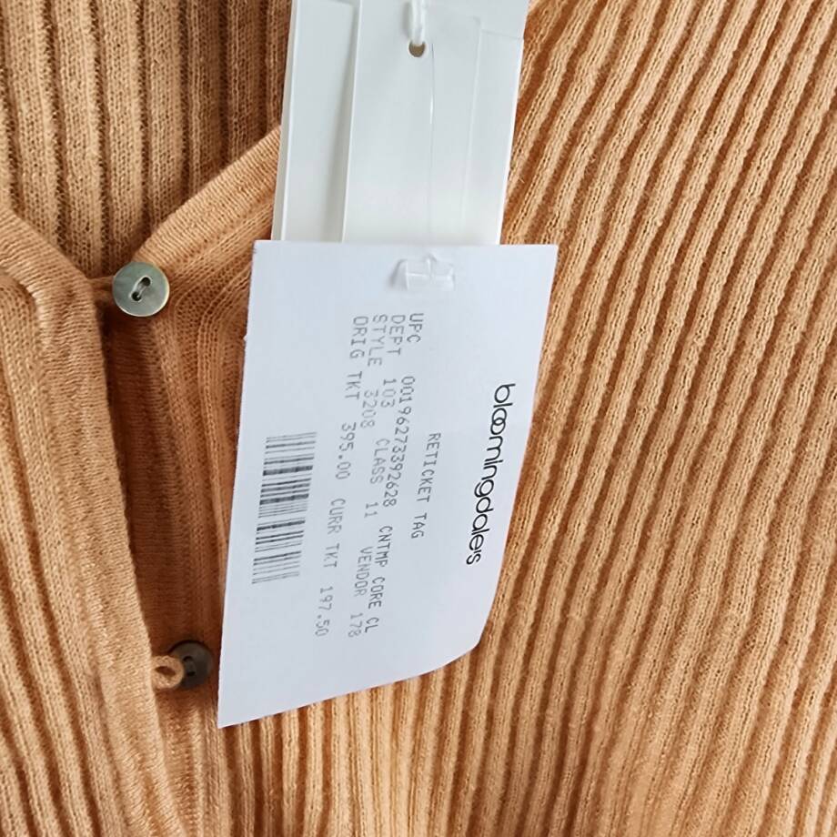 Vince Cashmere & Silk Cropped Cardigan Women's M Orange Front Button Closure +