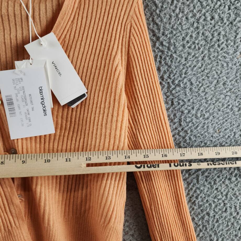 Vince Cashmere & Silk Cropped Cardigan Women's M Orange Front Button Closure +