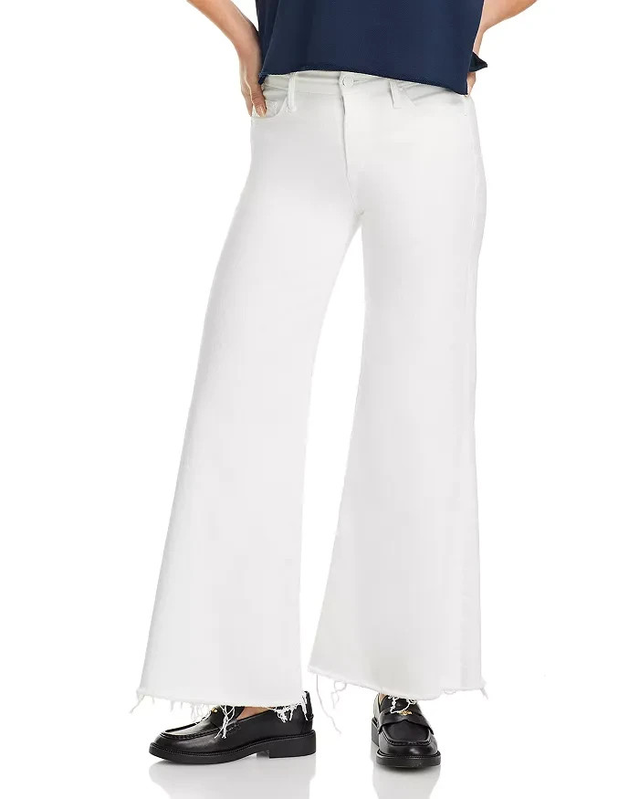 MOTHER The Roller Fray Wide Leg Jeans Women's 23 Fairest of Them All Button Zip